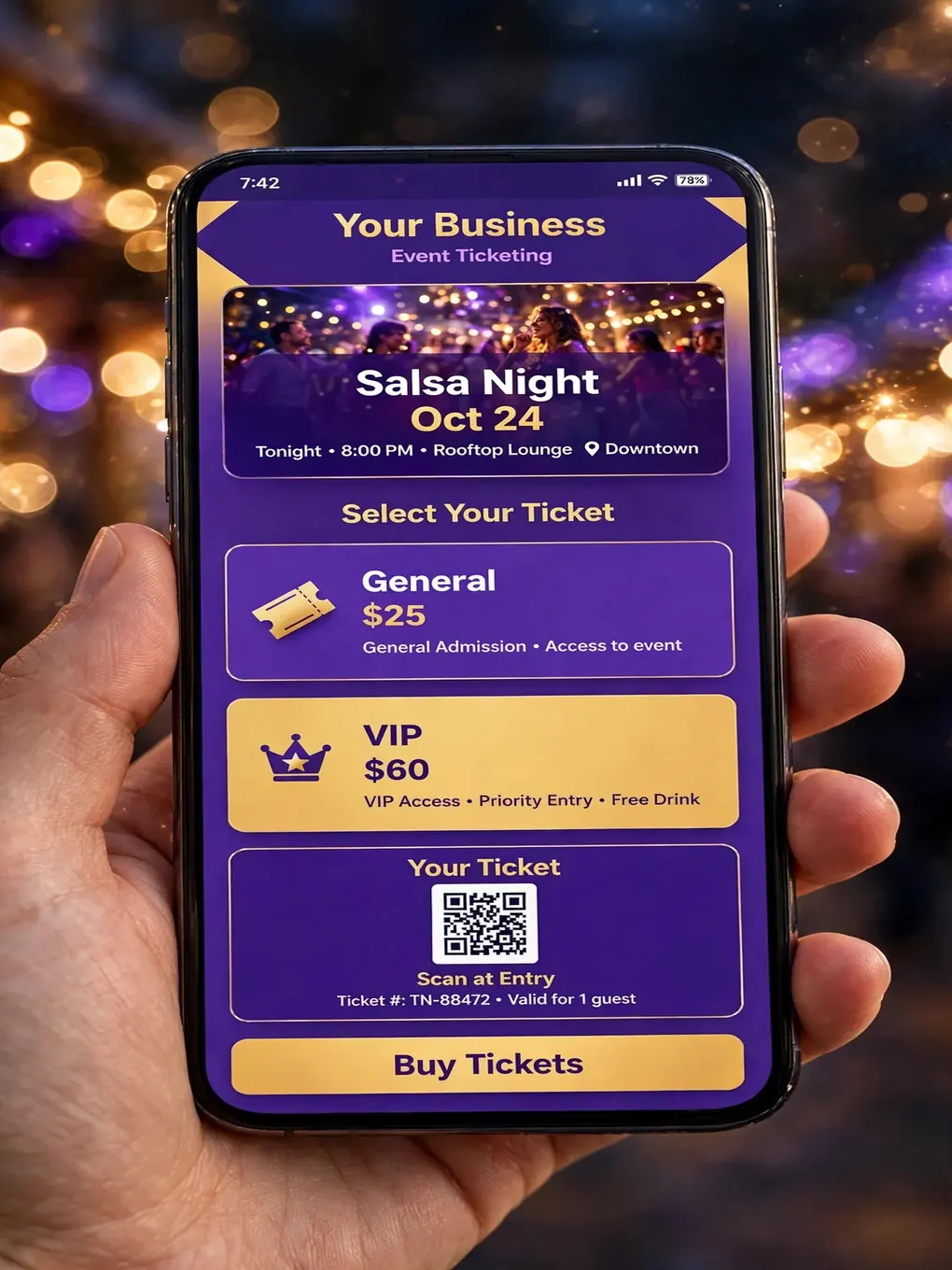 Sample event app design: date bookings, vendors, and guests from the phone
