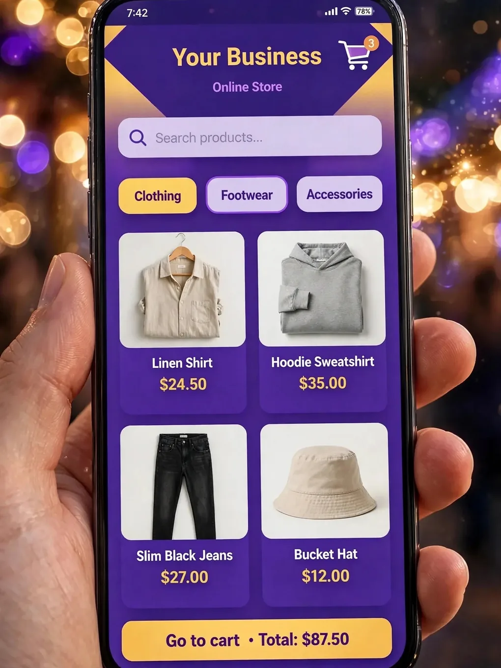 Design sample of an app for online stores