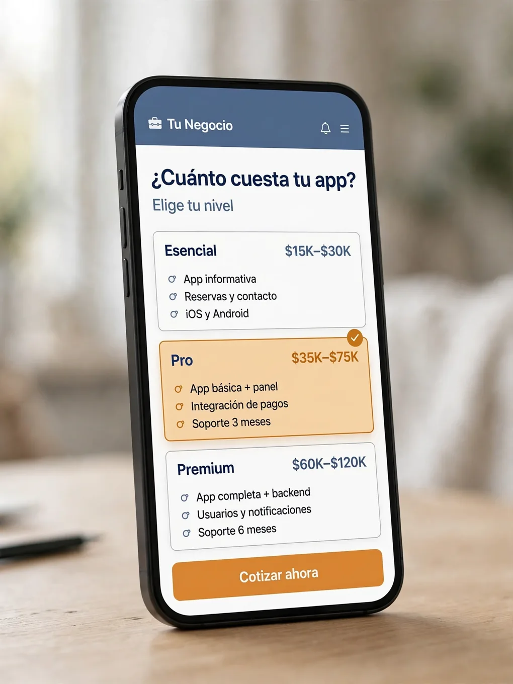Ejemplo de diseño de app creada por CafecitoWeb para un negocio en Miami