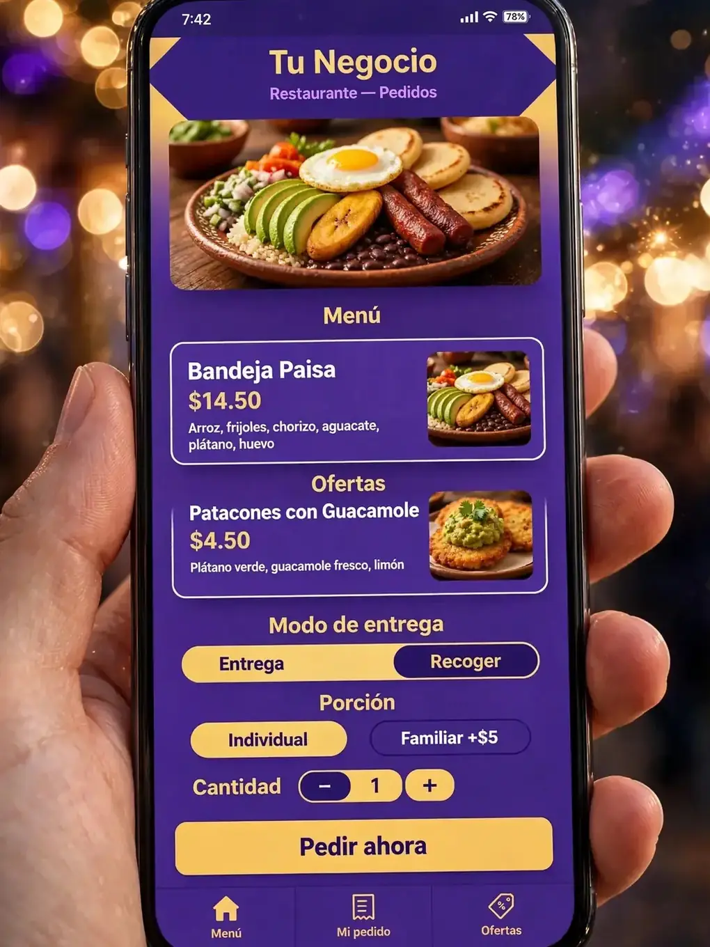 Ejemplo de diseño de app para restaurantes