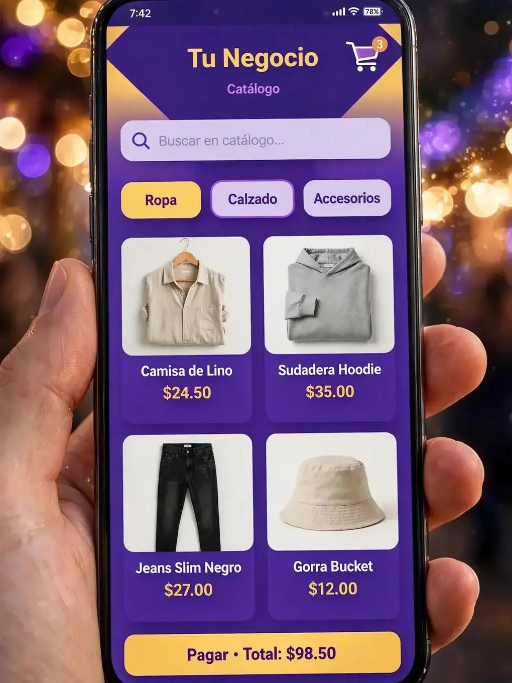 Ejemplo de diseño de app para tiendas en línea
