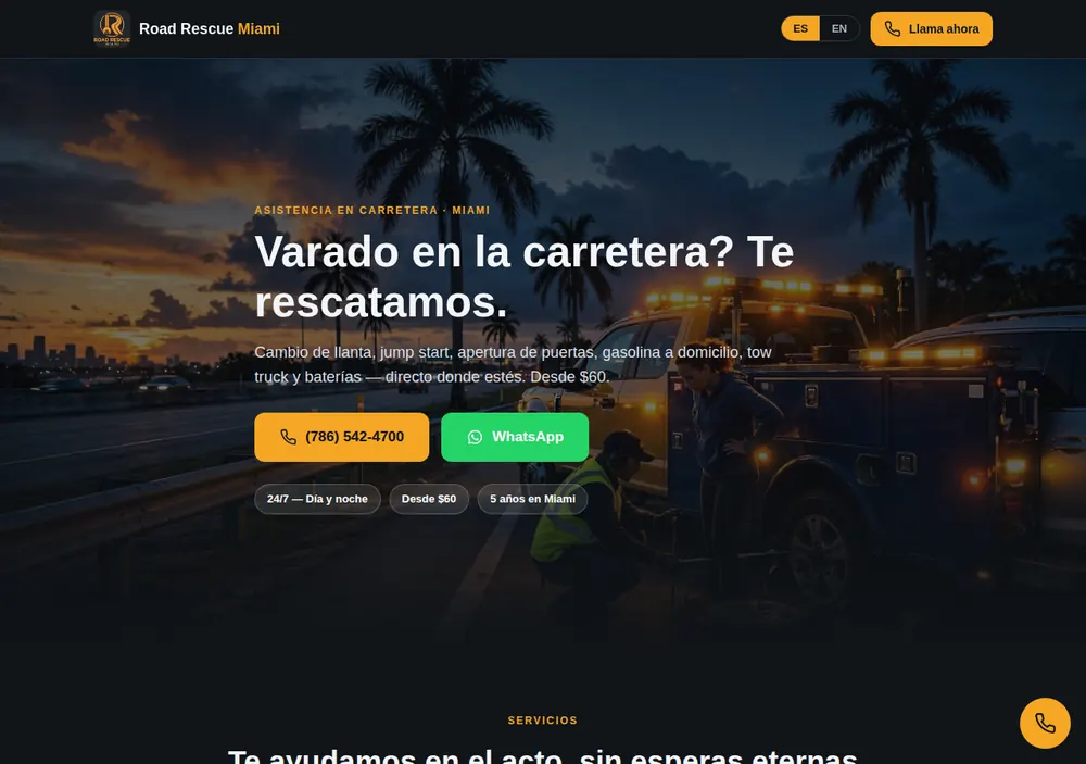 Road Rescue Miami website screenshot